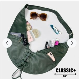 Forest Green Leather Corset Classic Plus Sash Bag